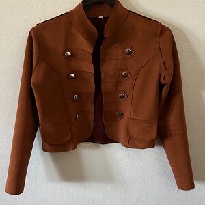 Women's Elegant Brown Buttoned Blazer